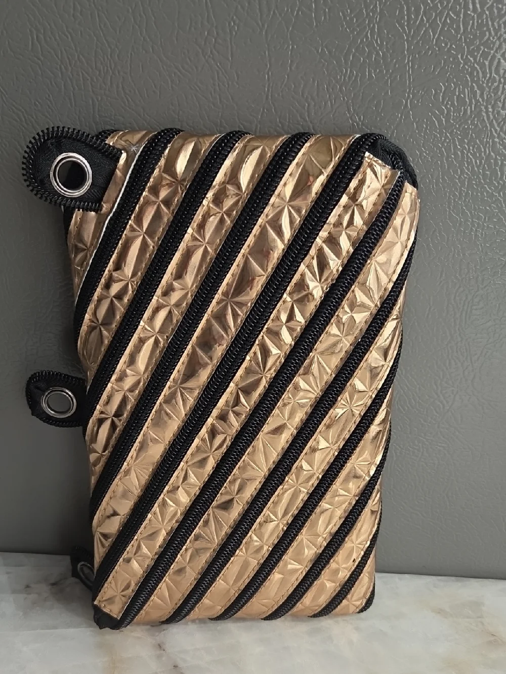 Rose Gold Zipit Pencil Case With 3 Ring